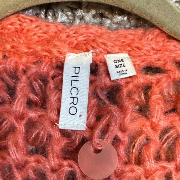 Pilcro Anthropologie Loop Crochet Cardigan with Sequins Coral One Size - Picture 7 of 14